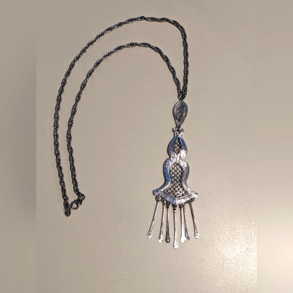 Vintage Vendome Silver Tone Tassel Necklace